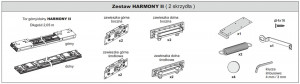 EVROLL 05886 Harmony II zestaw okuć do dwóch drzwi 1650 - 2050mm, 16-45mm, 60 kg