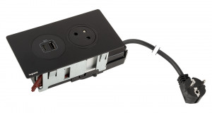 K- LEGRAND Disq´In 1x 230V + 1x USB A/C, kolor czarny
