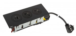 K- LEGRAND Disq´In 2x 230V + 1x USB A/C, kolor czarny