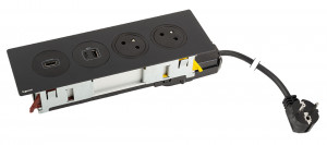 K- LEGRAND Disq´In 2x 230V + 1x USB A/C, HDMI, kolor czarny