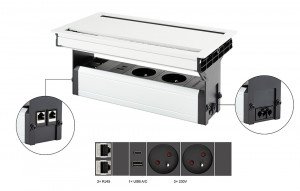 VersaFlap dual 2.0, 2x 230V, 2x RJ45, 1x USB A/C, biały mat