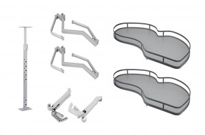 StrongWire półki narożne z tłumieniem style 450mm prawe-szare dno/reling szary