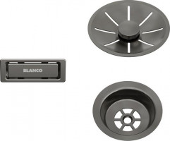BLANCO 206900 Zestaw odpływowy z przelewem do jednego zlewu Satin Dark Steel