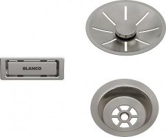 BLANCO 207406 Zestaw odpływowy z przelewem do jednego zlewu Satin Platinum