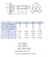 Śruba do bram M10x70 DIN 603 ocynk biała