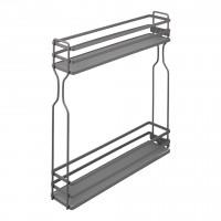 K-StrongWire kosz dwupoziomowy 150mm, szary z ukrytą prowadnicą z tłum. lewy