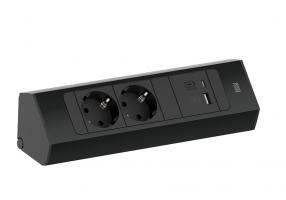 BACHMANN 932.102 Casia 2 , 2x230V + 1xUSB A/C czarna RAL9005 schuko