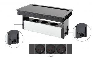 VersaFlap Mono 2.0 elektrická zásuvka 3x 230V, Fr, černá matná - pouze rozbaleno