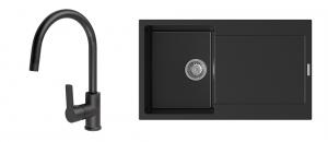 StrongSinks S3 Set zlew Zala 860 860x500mm granit czarny + Bateria Loira czarna