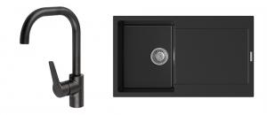 StrongSinks S3 Set zlew Zala 860 860x500mm granit czarny + Bateria Garonne czar.