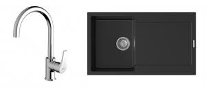 StrongSinks S3 Set zlew Zala 860 860x500mm granit czarny + Bateria Rhona chrom
