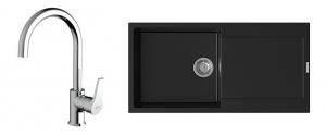StrongSinks S3 Set zlew Zala 1000 1000x500mm granit czarny + Bateria Rhona chrom