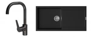 StrongSinks S3 Set zlew Zala 1000 1000x500mm granit czarny + Bateria Garonne cz.