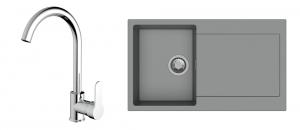 StrongSinks S3 Set zlew Zala 860 860x500mm granit szary + Bateria Seina chrom