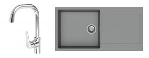 StrongSinks S3 Set zlew Zala 1000 1000x500mm granit szary + Bateria Garonne chr.