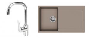 StrongSinks S3 Set zlew Zala 860 860x500mm granit brązowy + Bateria Garonne chr.