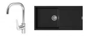 StrongSinks S3 Set zlew Zala 1000 1000x500mm granit czarny + Bateria Garonne chr