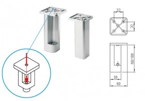 Noga meblowa 727R wysokość 120mm szara RAL9006