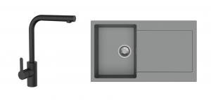 StrongSinks S3 Set zlew Zala 860 860x500mm granit szary + Bateria Ipoly czarna