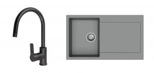 StrongSinks S3 Set zlew Zala 860 860x500mm granit szary + Bateria Loira czarna