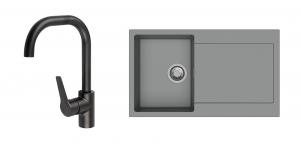StrongSinks S3 Set zlew Zala 860 860x500mm granit szary + Bateria Garonne czarna
