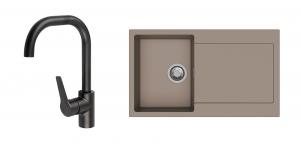 StrongSinks S3 Set zlew Zala 860 860x500mm granit brązowy + Bat. Garonne czarna