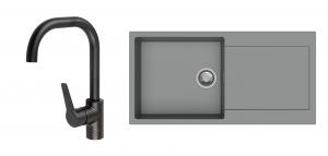 StrongSinks S3 Set zlew Zala 1000 1000x500mm granit szary + Bat. Garonne czarna