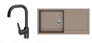 StrongSinks S3 Set zlew Zala 1000 1000x500mm granit brązowy + Bat. Garonne czar.