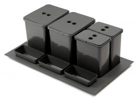 StrongBins sorter 2x16 + 2x8 l wkladany do szuflady 800 - 900 mm, antracyt