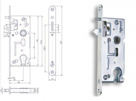 HOBES K 106A Zamek do drzwi przesuwnych 72/60 PZ