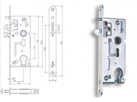 HOBES K 106A Zamek do drzwi przesuwnych 72/60