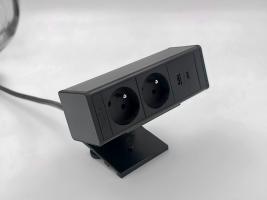 StrongPower elektrická zásuvka DeskUp, 2x Francouzská, USB, černá