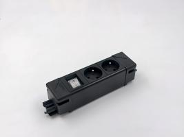 StrongPower elektrická zásuvka UnderDesk, 2x FR, vypínač, černá