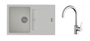 StrongSinks S3 Set zlew Vardar 780 780x500mm granit biały + Bateria Rhona chrom