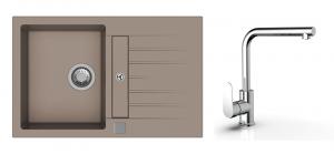 StrongSinks S3 Set zlew Vardar 780 780x500mm granit beż + Bateria  Stréva chrom