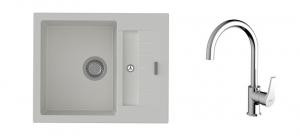 StrongSinks S3 Set zlew Vardar 615 615x500mm granit biały + Bateria Rhona chrom