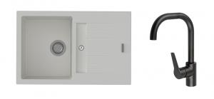 StrongSinks S3 Set zlew Vardar 780 780x500mm granit biały + Bat. Garonne czarna