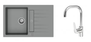 StrongSinks S3 Set zlew Vardar 780 780x500mm granit szary + Bateria Garonne chr.