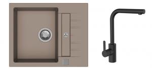 StrongSinks S3 Set zlew Vardar 615 615x500mm granit beż + Bateria Ipoly czarna