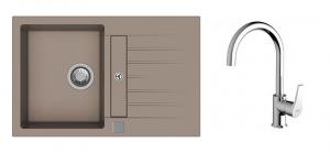 StrongSinks S3 Set zlew Vardar 780 780x500mm granit beż + Bateria Rhona chrom