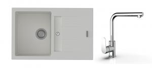 StrongSinks S3 Set zlew Vardar 780 780x500mm granit biały + Bateria  Stréva chr.