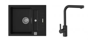 StrongSinks S3 Set zlew Vardar 615 615x500mm granit czarny + Bater. Ipoly czarna