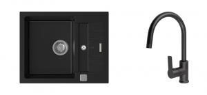 StrongSinks S3 Set zlew Vardar 615 615x500mm granit czarny + Bater. Loira czarna