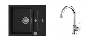 StrongSinks S3 Set zlew Vardar 615 615x500mm granit czarny + Bateria Rhona chrom