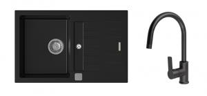 StrongSinks S3 Set zlew Vardar 780 780x500mm granit czarny + Bater. Loira czarna