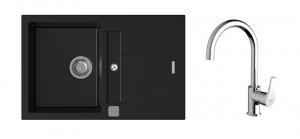 StrongSinks S3 Set zlew Vardar 780 780x500mm granit czarny + Bateria Rhona chrom