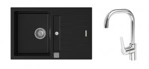 StrongSinks S3 Set zlew Vardar 780 780x500mm granit czarny + Bater. Garonne chr.