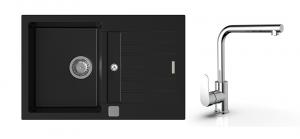 StrongSinks S3 Set zlew Vardar 780 780x500mm granit czarny + Bater.  Stréva chr.