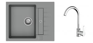 StrongSinks S3 Set zlew Vardar 615 615x500mm granit szary + Bateria Seina chrom