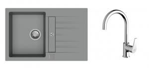 StrongSinks S3 Set zlew Vardar 780 780x500mm granit szary + Bateria Rhona chrom